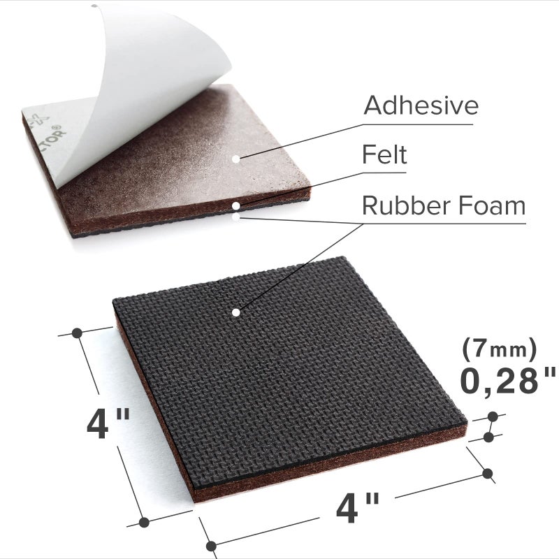 X-PROTECTOR Non Slip Furniture Pads - 8 pcs Premium Furniture Grippers 4"! Self-Adhesive Rubber Feet Furniture Feet - Ideal Non Skid Furniture Pad Floor Protectors - Keep Furniture in Place! - Image 3